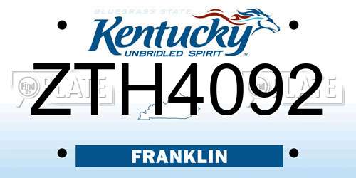 ZTH4092 Kentucky License Plate