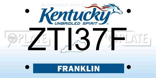 ZTI37F Kentucky License Plate
