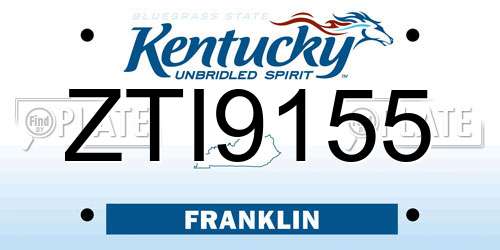 ZTI9155 Kentucky License Plate