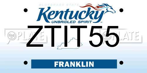 ZTIT55 Kentucky License Plate