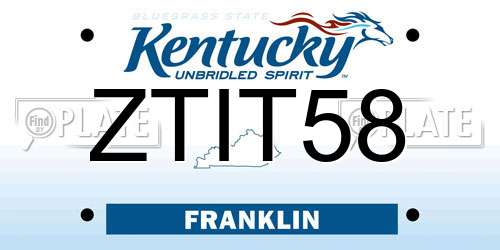 ZTIT58 Kentucky License Plate