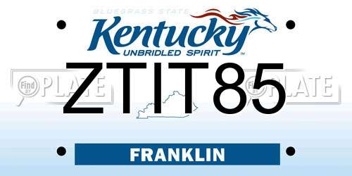 ZTIT85 Kentucky License Plate