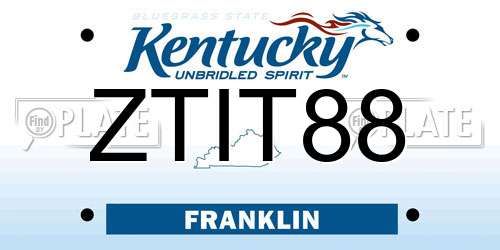 ZTIT88 Kentucky License Plate
