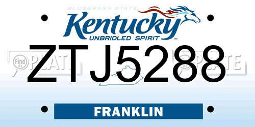 ZTJ5288 Kentucky License Plate