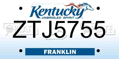 ZTJ5755 Kentucky License Plate