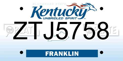 ZTJ5758 Kentucky License Plate