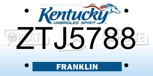 ZTJ5788 Kentucky License Plate
