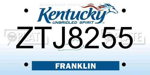 ZTJ8255 Kentucky License Plate