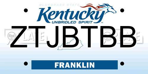 ZTJBTBB Kentucky License Plate