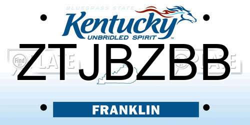 ZTJBZBB Kentucky License Plate