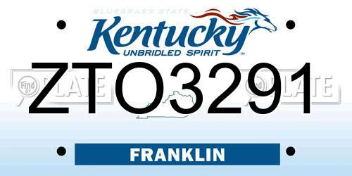 ZTO3291 Kentucky License Plate
