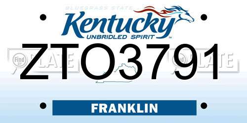 ZTO3791 Kentucky License Plate