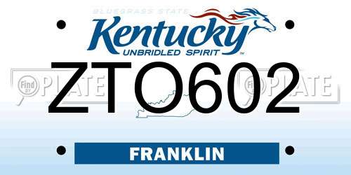 ZTO602 Kentucky License Plate