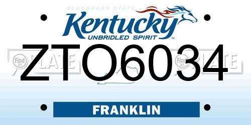 ZTO6034 Kentucky License Plate