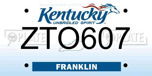 ZTO607 Kentucky License Plate