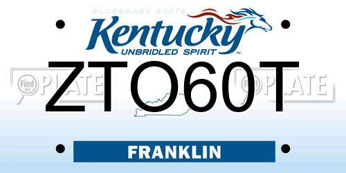 ZTO60T Kentucky License Plate