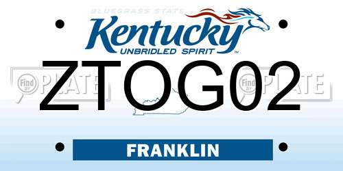 ZTOG02 Kentucky License Plate
