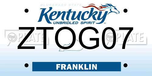 ZTOG07 Kentucky License Plate