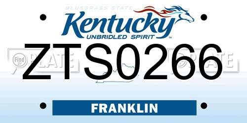 ZTS0266 Kentucky License Plate