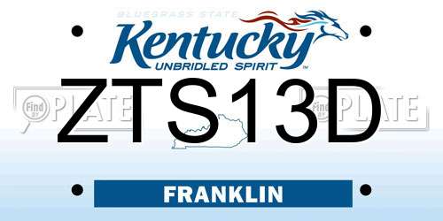 ZTS13D Kentucky License Plate