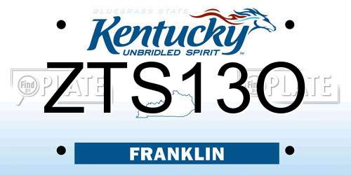 ZTS13O Kentucky License Plate