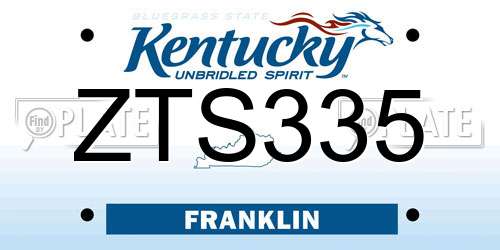 ZTS335 Kentucky License Plate