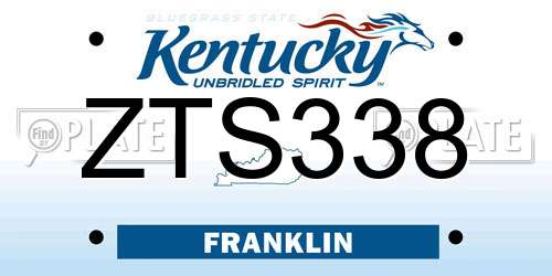 ZTS338 Kentucky License Plate