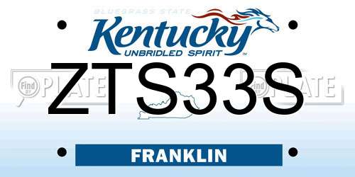 ZTS33S Kentucky License Plate