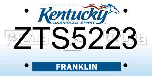 ZTS5223 Kentucky License Plate