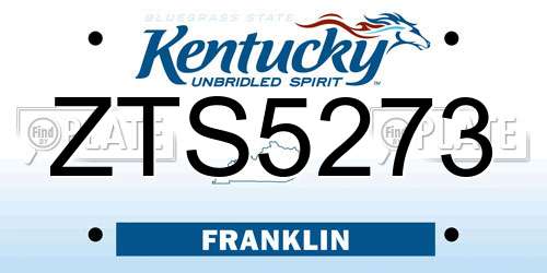 ZTS5273 Kentucky License Plate