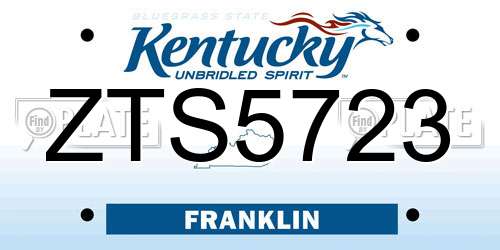 ZTS5723 Kentucky License Plate