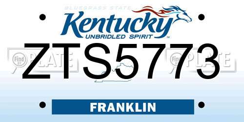 ZTS5773 Kentucky License Plate