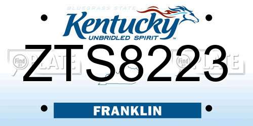 ZTS8223 Kentucky License Plate