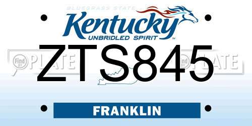 ZTS845 Kentucky License Plate