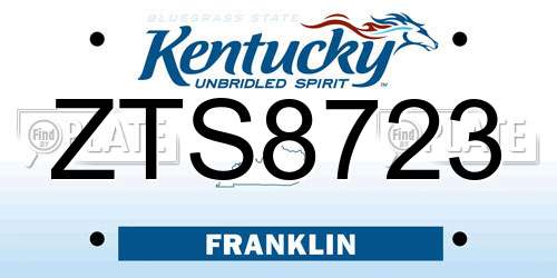 ZTS8723 Kentucky License Plate