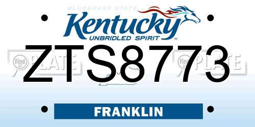 ZTS8773 Kentucky License Plate