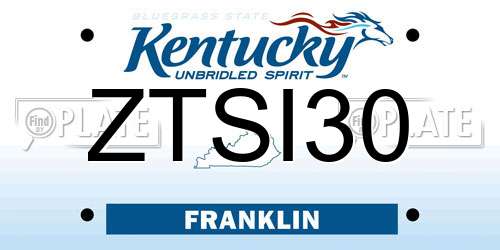 ZTSI30 Kentucky License Plate
