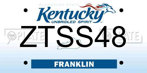 ZTSS48 Kentucky License Plate