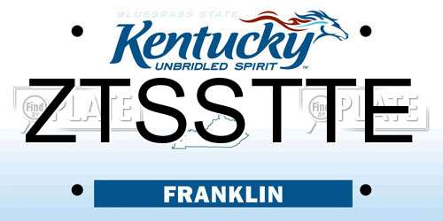ZTSSTTE Kentucky License Plate