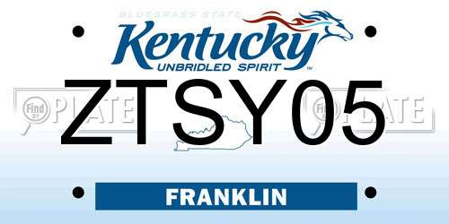 ZTSY05 Kentucky License Plate