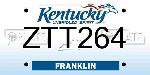 ZTT264 Kentucky License Plate