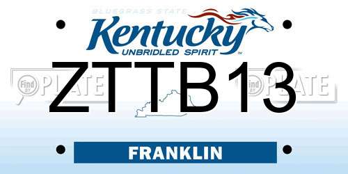 ZTTB13 Kentucky License Plate