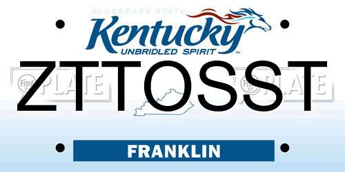 ZTTOSST Kentucky License Plate