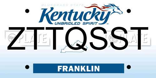 ZTTQSST Kentucky License Plate