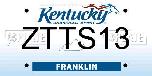 ZTTS13 Kentucky License Plate