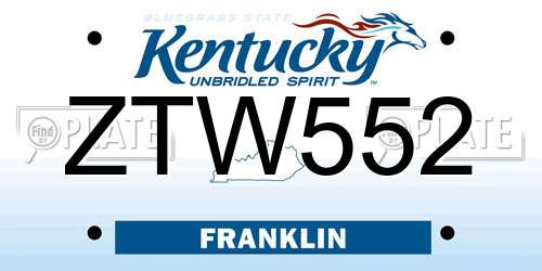 ZTW552 Kentucky License Plate