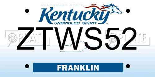 ZTWS52 Kentucky License Plate