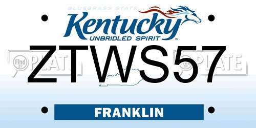 ZTWS57 Kentucky License Plate