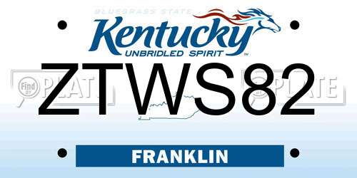 ZTWS82 Kentucky License Plate