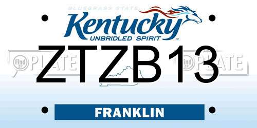 ZTZB13 Kentucky License Plate